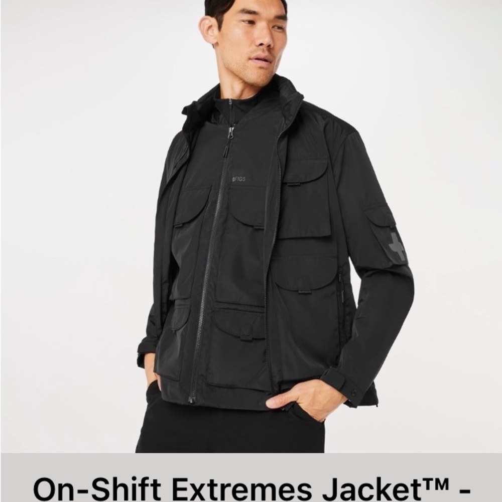 Figs Black Military Field Jacket with Structured Shoulders